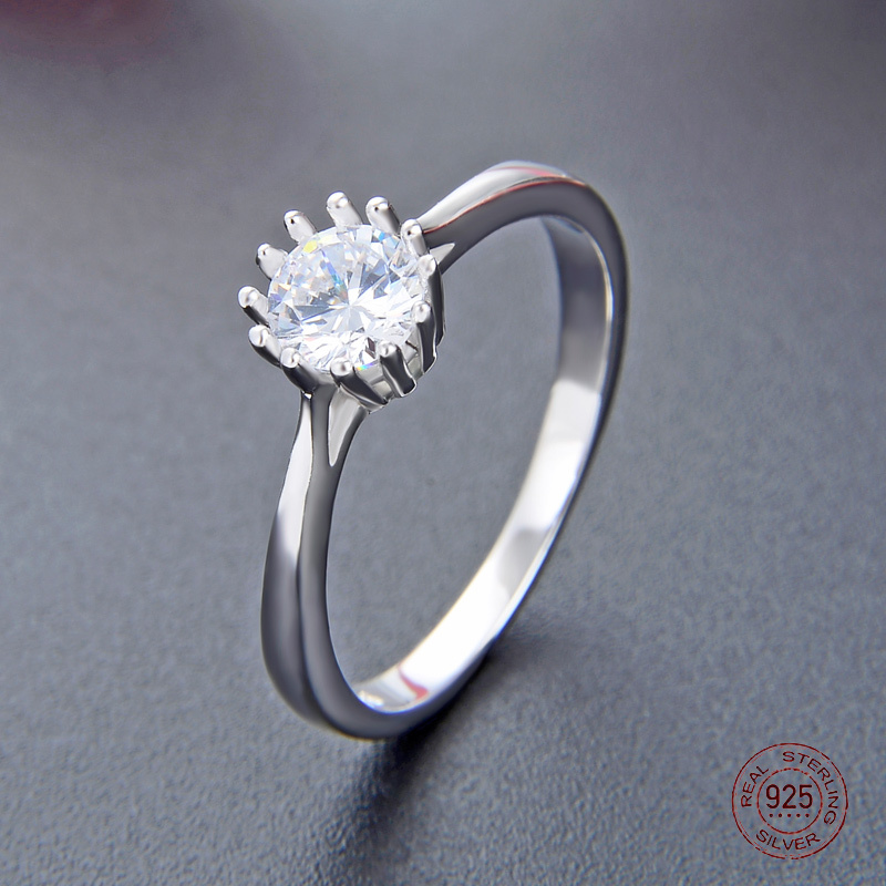 

2020 New Arrival S925 Sterling Silver Classic Platinum Plated Ring setting Zirconia Diamond Luxury Jewelry Gift for Girl Friend