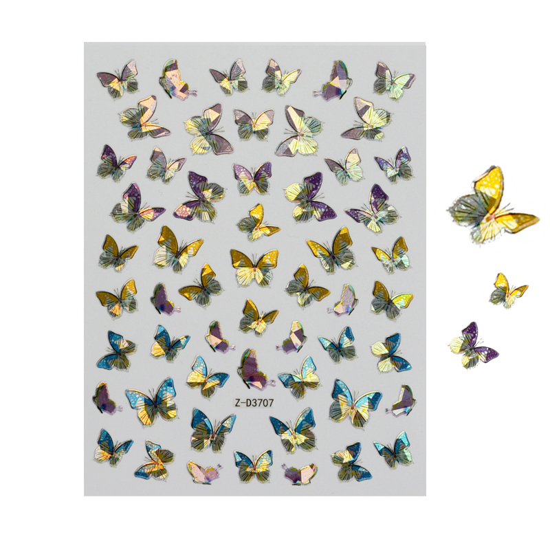 

1pc Butterfly Nail Sticker Fantasy Laser Color Butterfly Nail Decal Designs Manicure Decoration Tool, 07