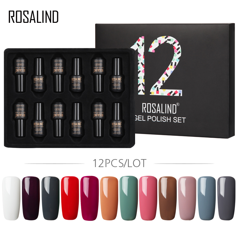 

ROSALIND Nail Gel Polish Set 7ML Solid Color Set For Manicure Nail Polish Vernis Semi Permanent Gel Kit Top And Base