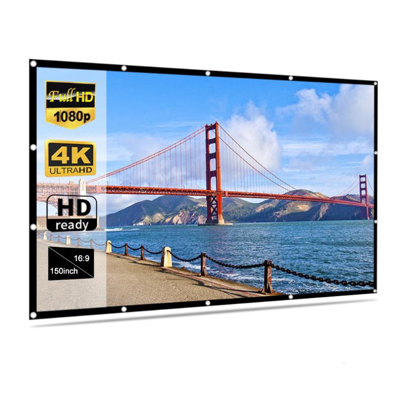 

Portable HD Soft Projector Screen MaWhite 16:9 Projector Screen Movie Cloth 60 72 84 92 100 120 150 Inch For Home Theater