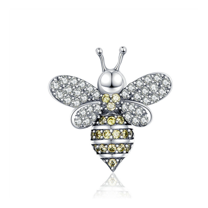 

Vintage Pave Setting Cute Bee Charm Fit Silver Pandora Bracelet 100% Genuine Sterling Silver 925 Stamped, Bronze;silver