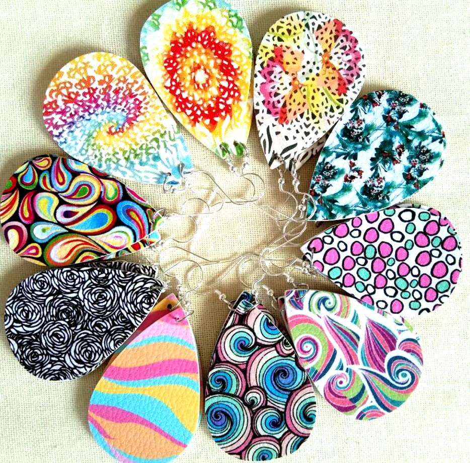 

30pairs lot wholesale Women's rough Faux Leather Teardrop Dangle Pierced Earrings 200922