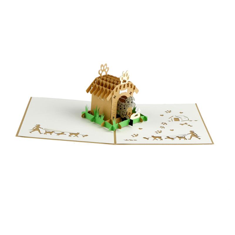 

3D Laser Cut Handmade Carving Cute Dog Cage House Dinasour Paper Invitation Greeting Cards PostCard Children Kids Birthday Gift