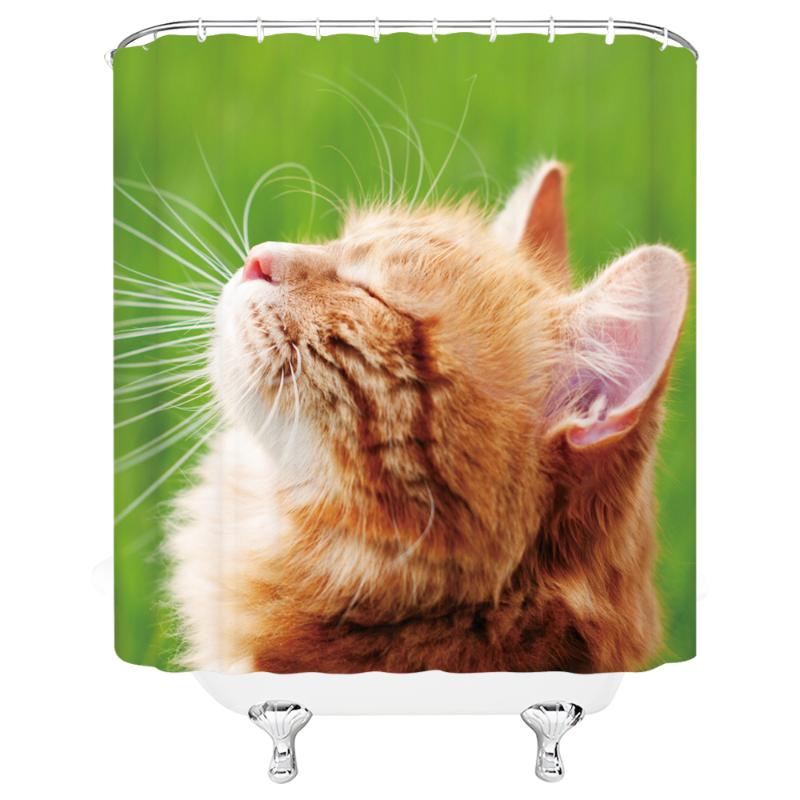 

3D Cartoon Pet Dog And Cat Pattern Waterproof And Mildew Proof Fabric Shower Curtain Bathroom 72 "x 72" w / 12 Hook Free Deliver