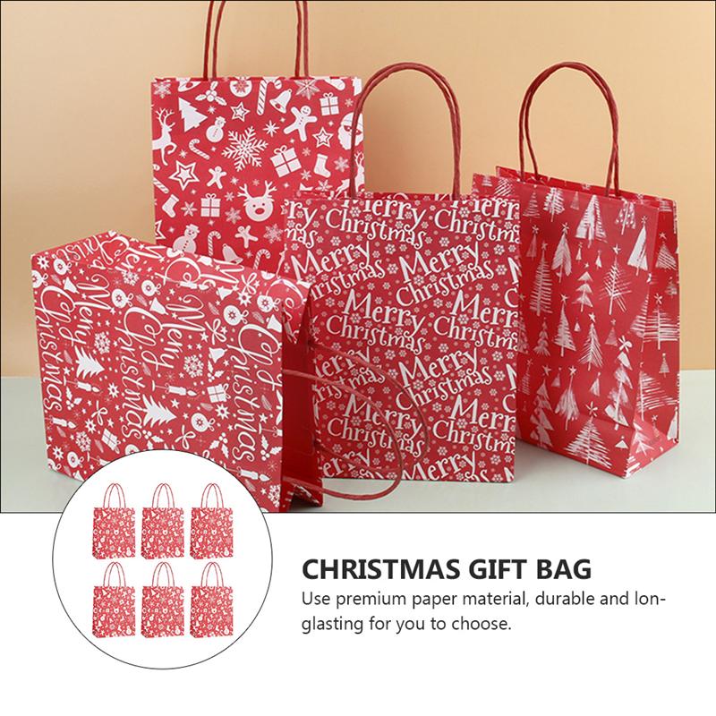 

6pcs Christmas Kraft Paper Bags Cookie Gift Bag Packing Bag for Party Decor