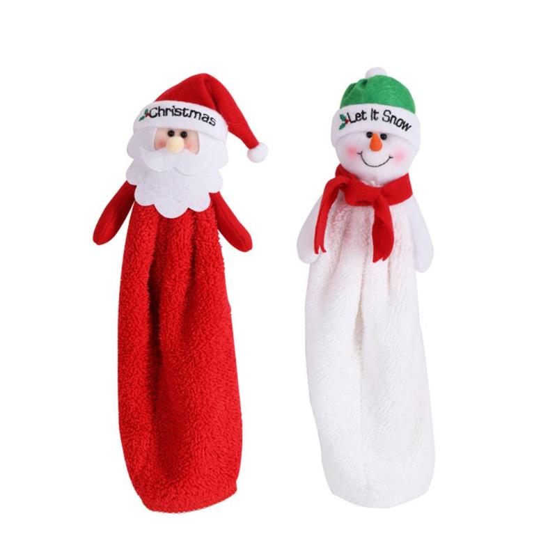

Cute Cartoon Hand Towel Santa Claus Snowman Embroidery Handcloth Christmas Absorbent Cloth Xmas New Year Decoration