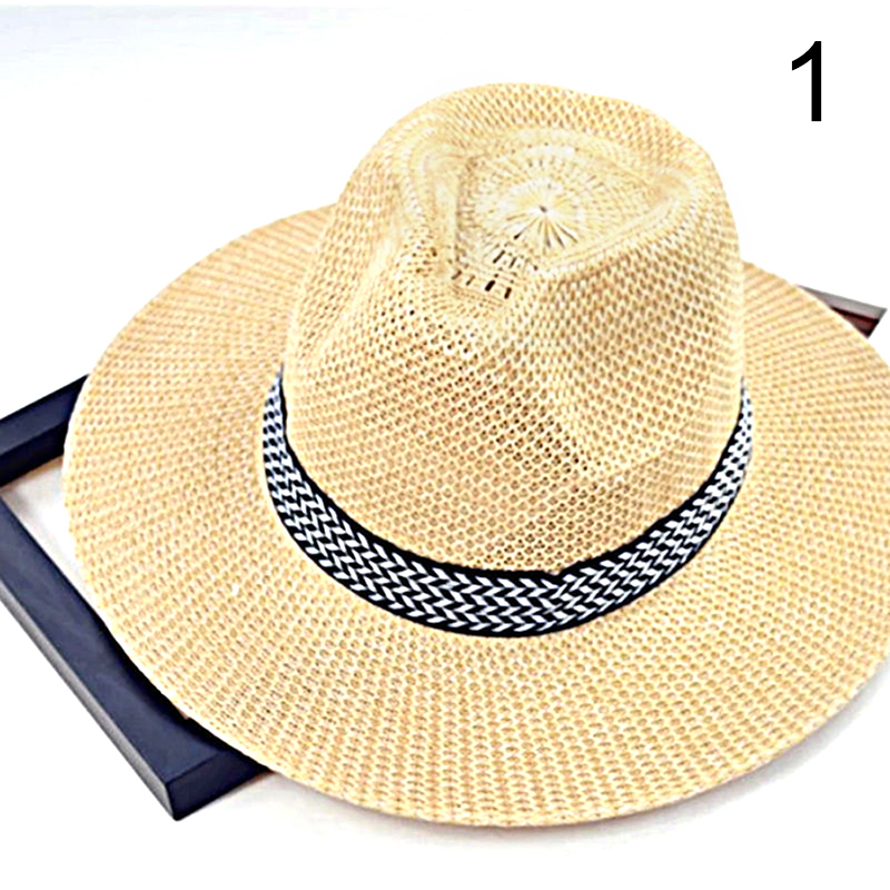 

1pcs Fashion Foldable Summer Unisex Sun Hat Casual Vacation Panama Straw Hat Women Wide Brim Beach Men Hats