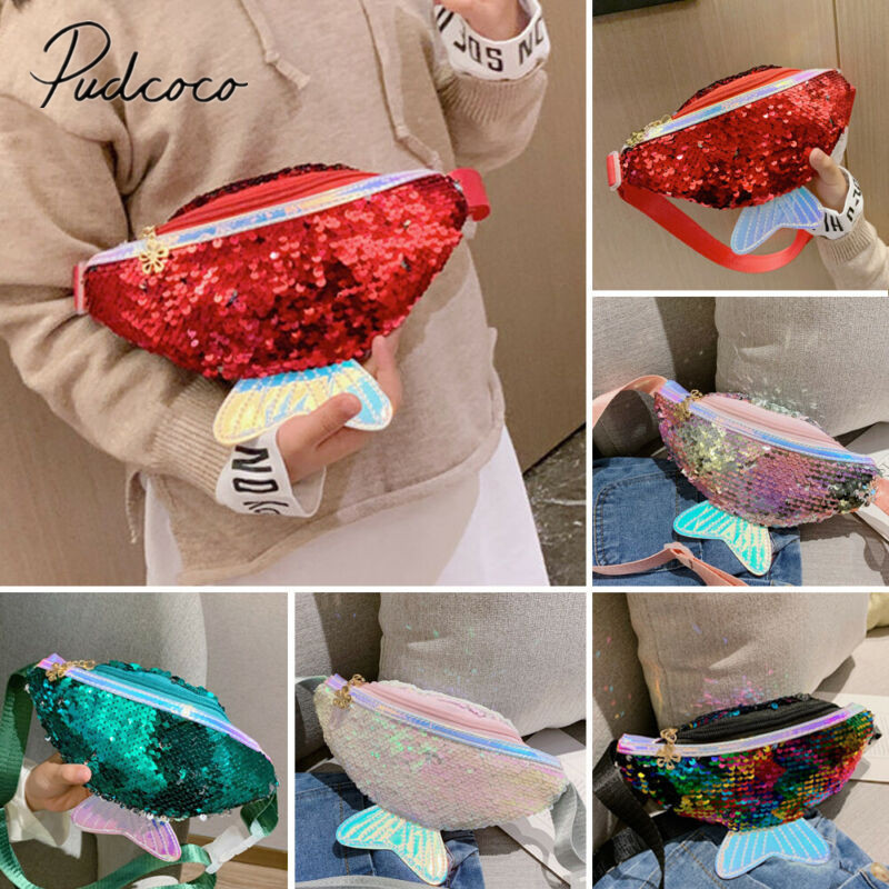 

Baby Accessories Plush Purses Kids Girls Fashion Sequin Waist Bag Single Shoulder Chest Bag Mobile Coin Purse Shiny, Black