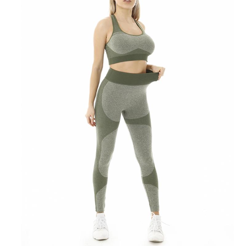 

2 Pieces Seamless Yoga Suit Set U-Neck Sports Bra Crop Top High Waist Sport Leggings Yoga Set Women Tracksuit Fitness Clothes, Black