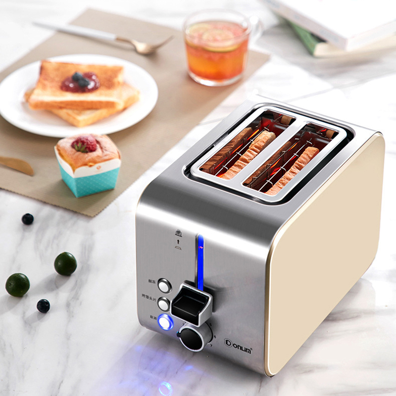 

220V Bread Toaster Electric Toaster Cooker Breakfast Machine Toasters Oven Baking 7 Gear Stainless Steel Bread Maker 750W