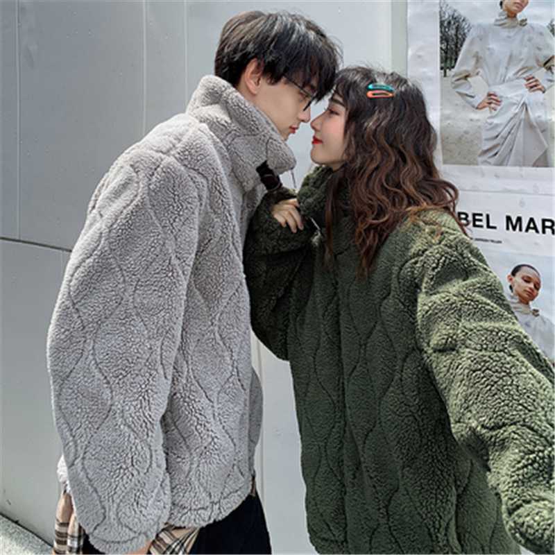 

Fur Coat Female 2020 Winter Fashion New Thickening Plus Velvet Lamb Hair Loose Couple Fur Warm Cotton Jacket Tide H00363, Green