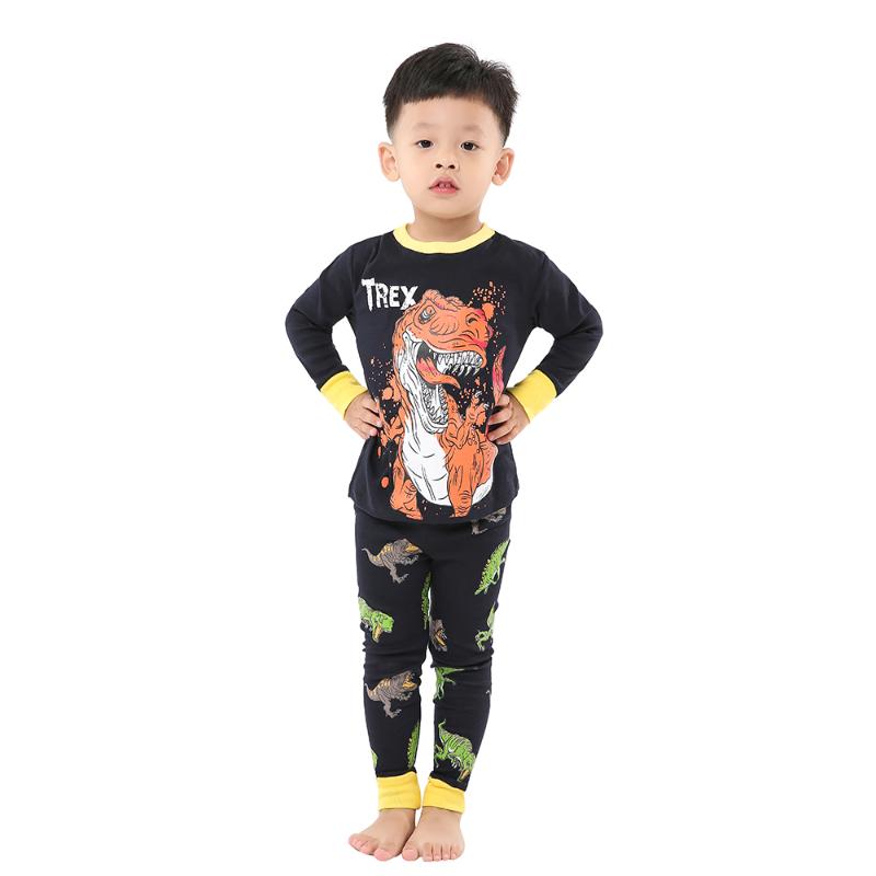 

Summer New Boys Sleepwear Kids 100% Cotton Long Sleeve Cartoon Pajama for Girls Children Homewear Pijama Man Sleepwear Full, A007