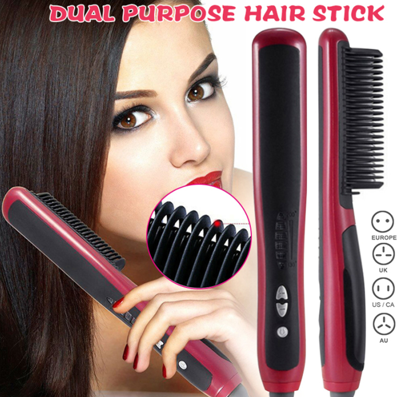 

Multifunctional Hair Straightener Beard Instant Styling Hot Comb Curling and Straightening Brush for Women Man Drop Shipping