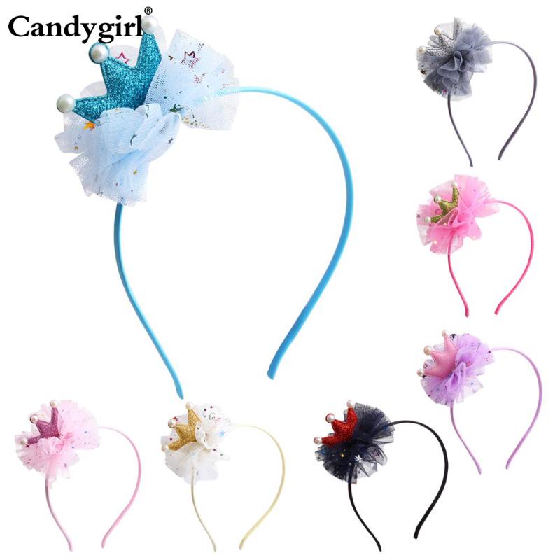 

2020 New Girl Headband Sequins Lace Crown Headband Girl Family Banquet Birthday Party Princess Hair Accessories, 01headband