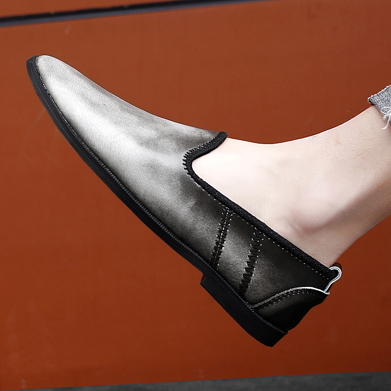 

Summer Men Loafers Italian Mens Shoes Casual Split Leather Moccasins Comfy Breathable Slip On Boat Shoes, Gray2050