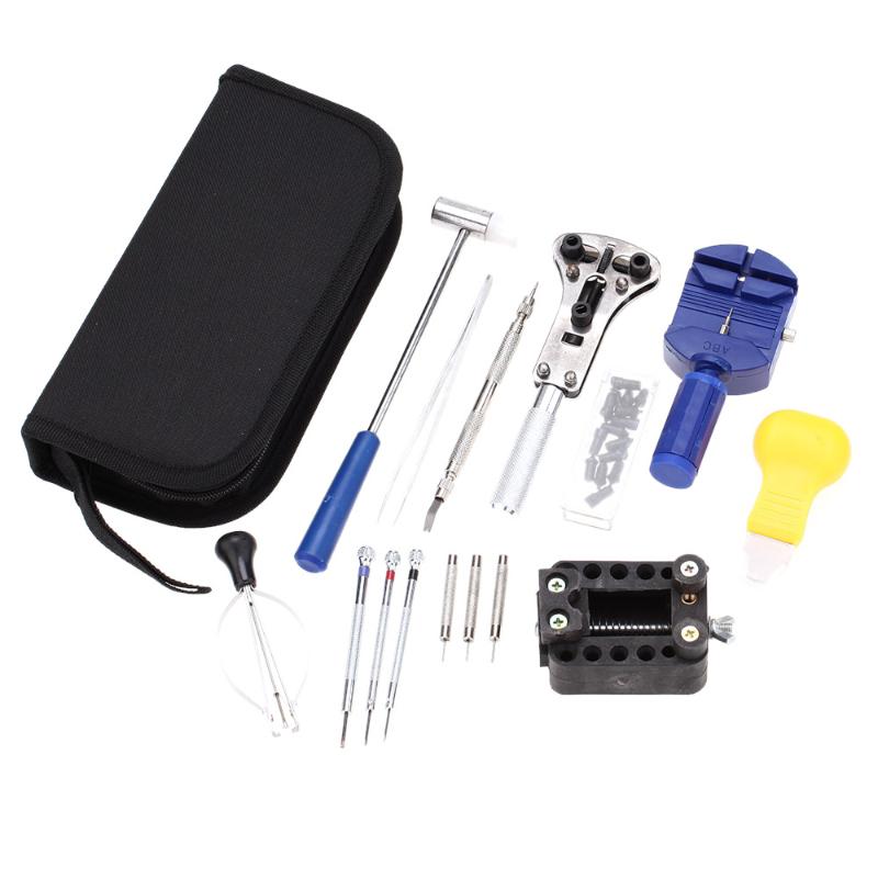 

14PCS Watch Repair Tool Kit Case Band Pin Hand Remover Ham Including All kinds of Watches Repair Tools With Nylon Zipper Bag