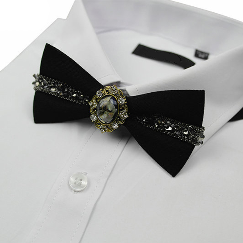 

Neck Ties Wedding Business Bow Tie High-grade Men's Bridegroom Host Suit Accessories Gifts Korean Classic Trendy Cotton Crystal Bowtie
