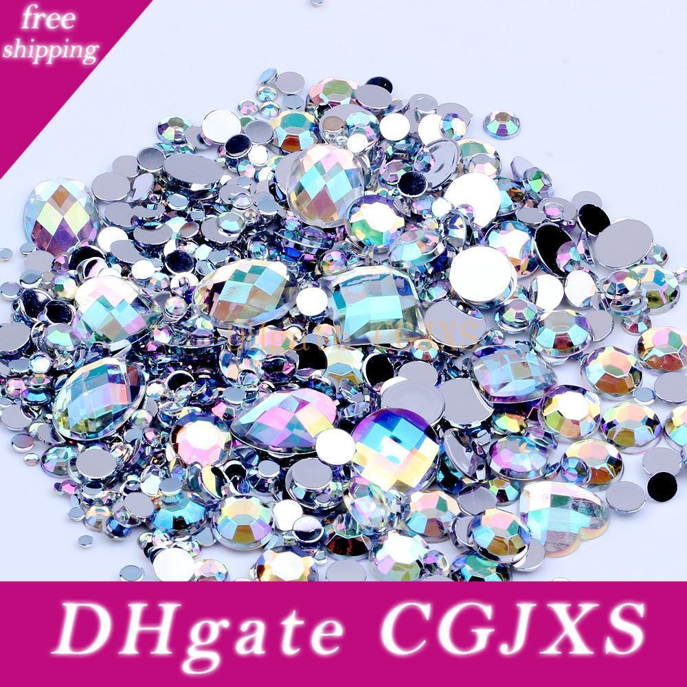 5g x 3D Nail Art 1mm Round Rhinestones Mixed Flat Back Embellishments Gems Tip