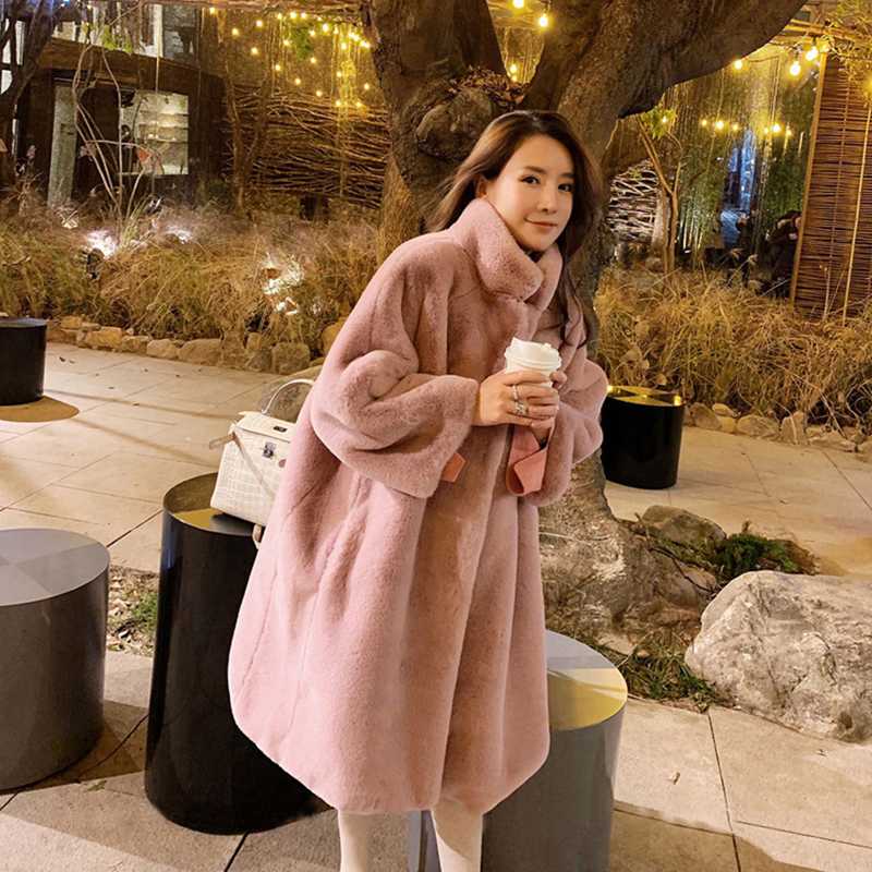 

Bella philosophy Winter Women 2020 Loose Coats Luxury Thicken Warm Ladies Oversize Female Plush Cardigan outwear, Black