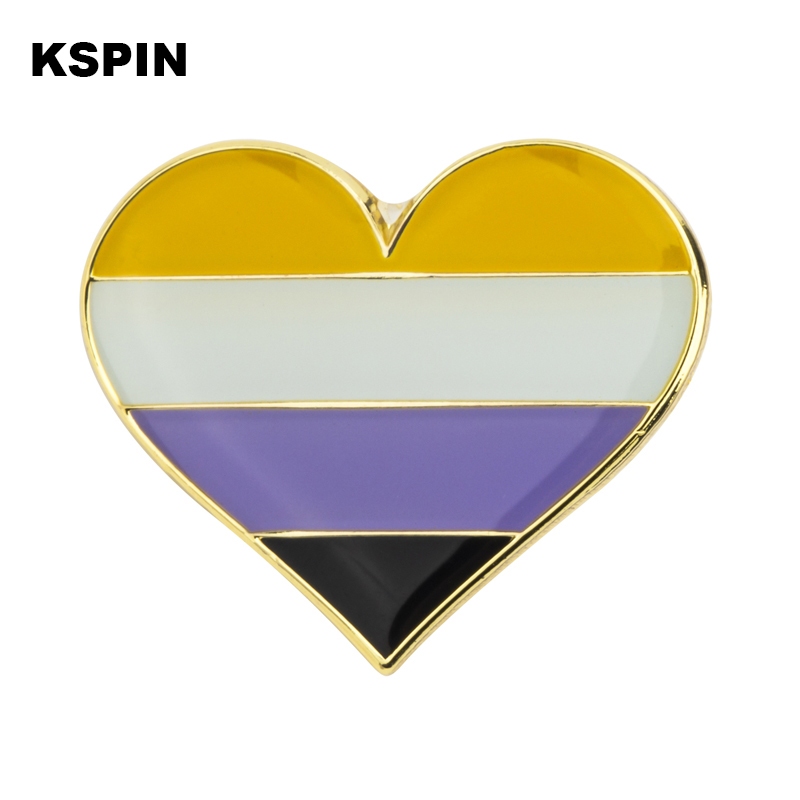 

Nonbinary heart shaped Badge Symbol Pin Metal Badges Decorative Brooch Pins for Clothes Brooch Jewelry XY0629-1