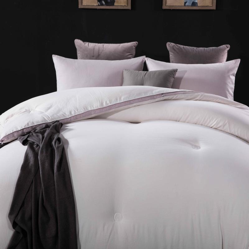 

Sholisa Winter Warm Quilt Soybean Protein Fiber Inside Bedspreads 200*230cm/220*240cm Washable Duvet Unisex Bedding set, White purple