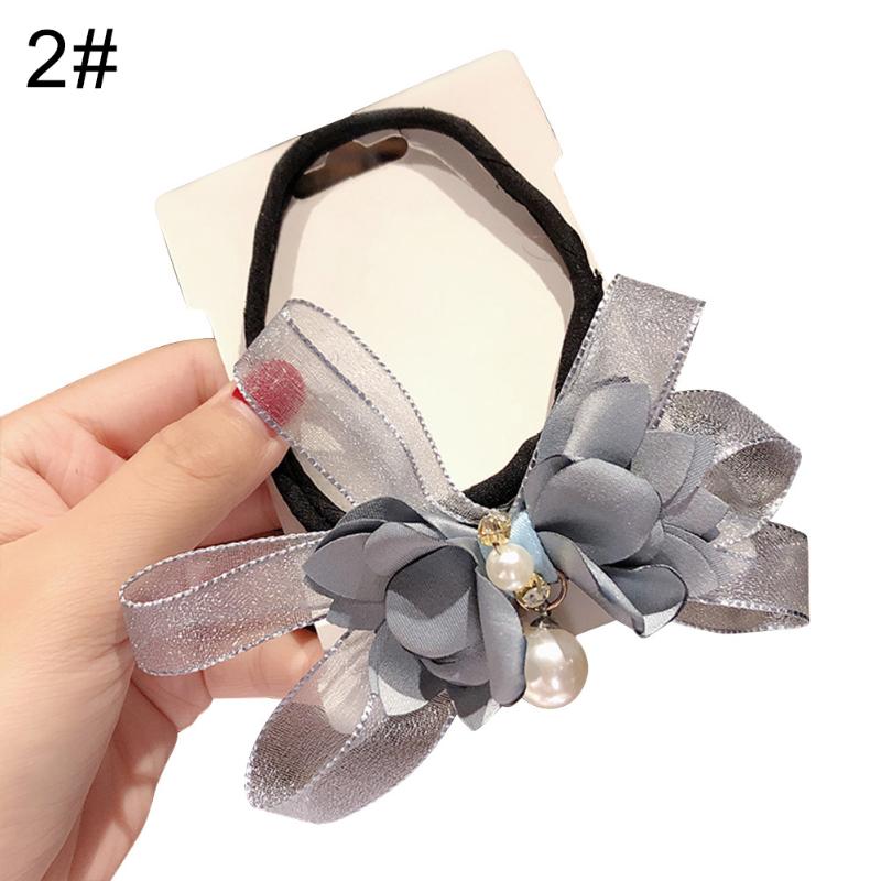 

Women Flower Donut Bun Maker Flower Bow Pearl Hair Bun Maker for DIY Hair Style J9