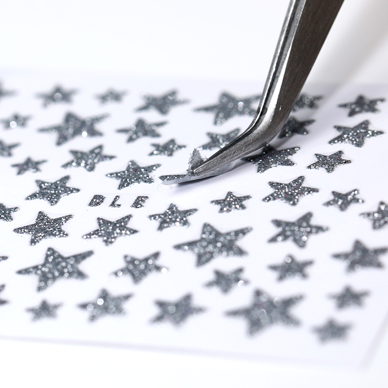 

1 Sheet 3D Nail Stars Love Stickers Glitter Shiny Decoration Decal DIY Transfer Adhesive Colorful Nail Tips Tattoo Manicuring, 31 striping line