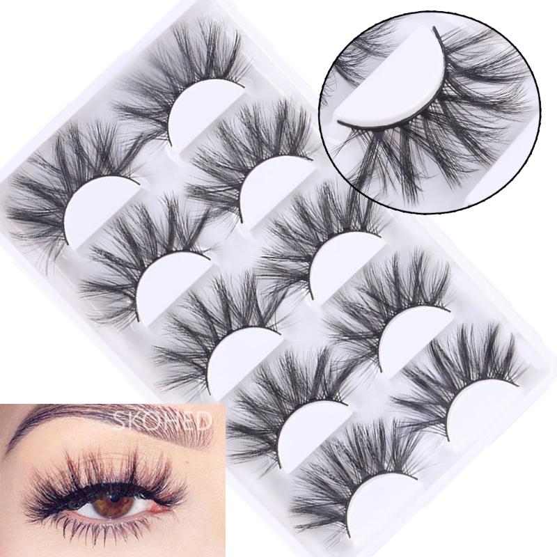 

3D Faux Mink Hair False Eyelashes Fluffy Wispy Natural Long Lashes Handmade 5 Pairs