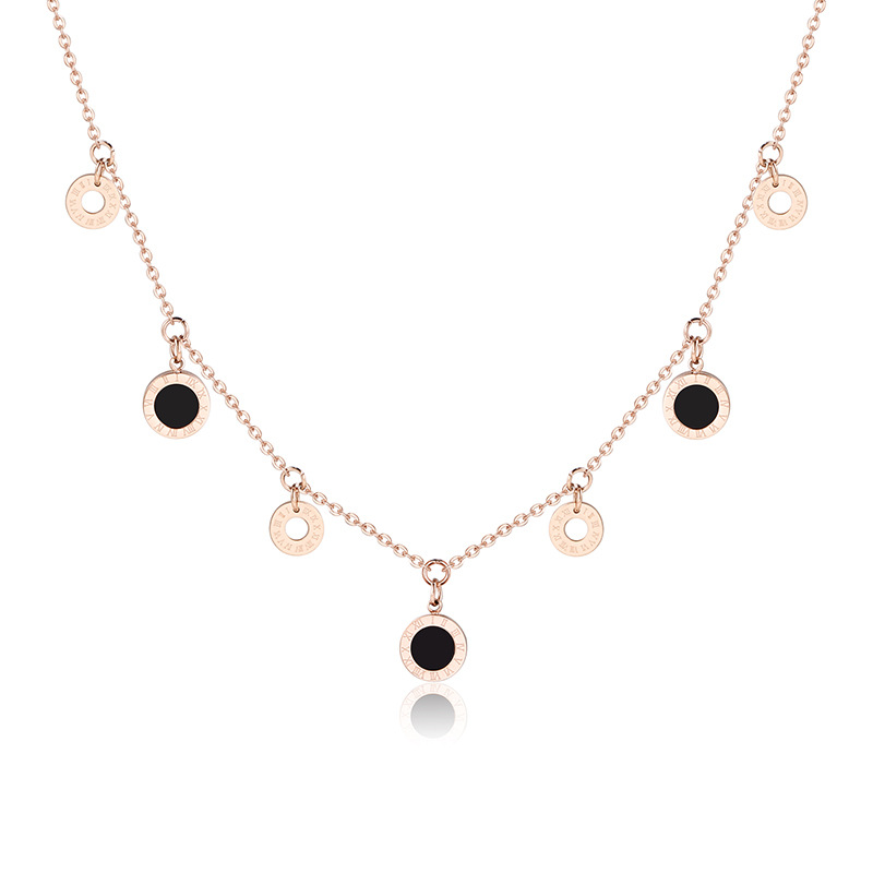 

Chains Ladies Charm Necklace Roman Number Stainless Steel Rose Gold Choker For Women Collier Femme Jewelry