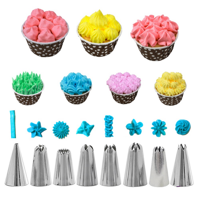 

14Pcs/Set Cake Baking Decorating Piping Tips Pastry Icing Bag Nozzles Tool