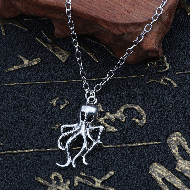 

20pcs/lot Fashion Necklace Antique Silver Vintage Punk Octopus Skull Charms Pendants Chain Necklace 42+5cm