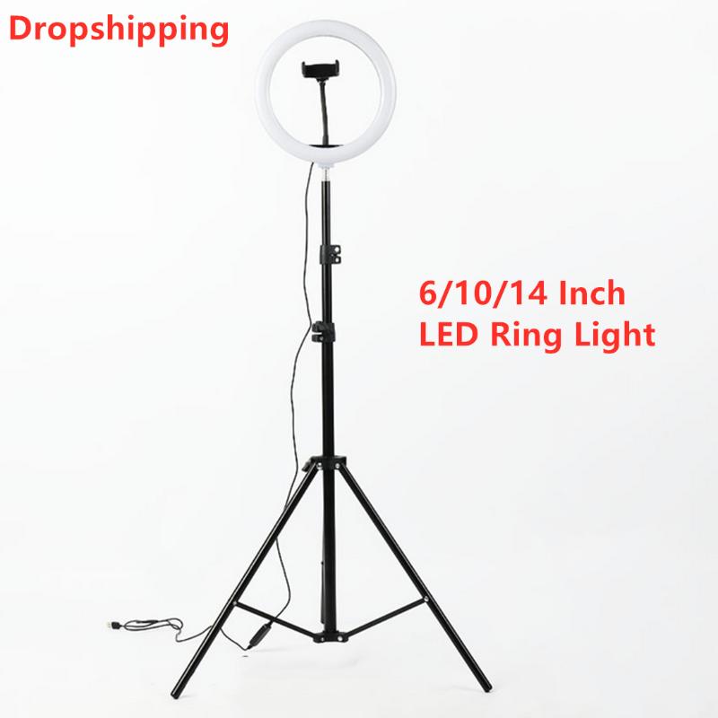 

LED Ring Light Vide Light Dimmable Selfie Ring Lamp with Tripod Phone Holder For Youtube Video Shooting Live Makeup Photography