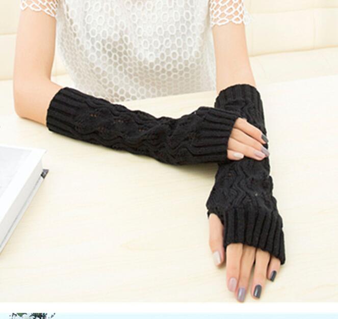 

Autumn and winter women's thicken warm knitted gloves lady's medium long arm sleeve winter fingerless glove R122