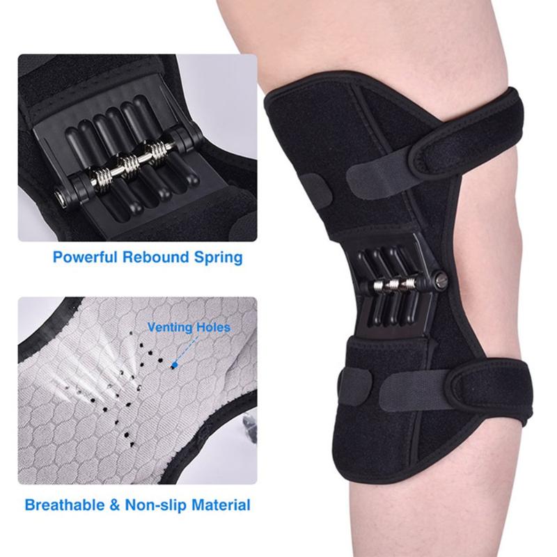 

Joint Support Device Brace Knee Pads Lift Squat Sports Power Spring Force Running Knee, Black