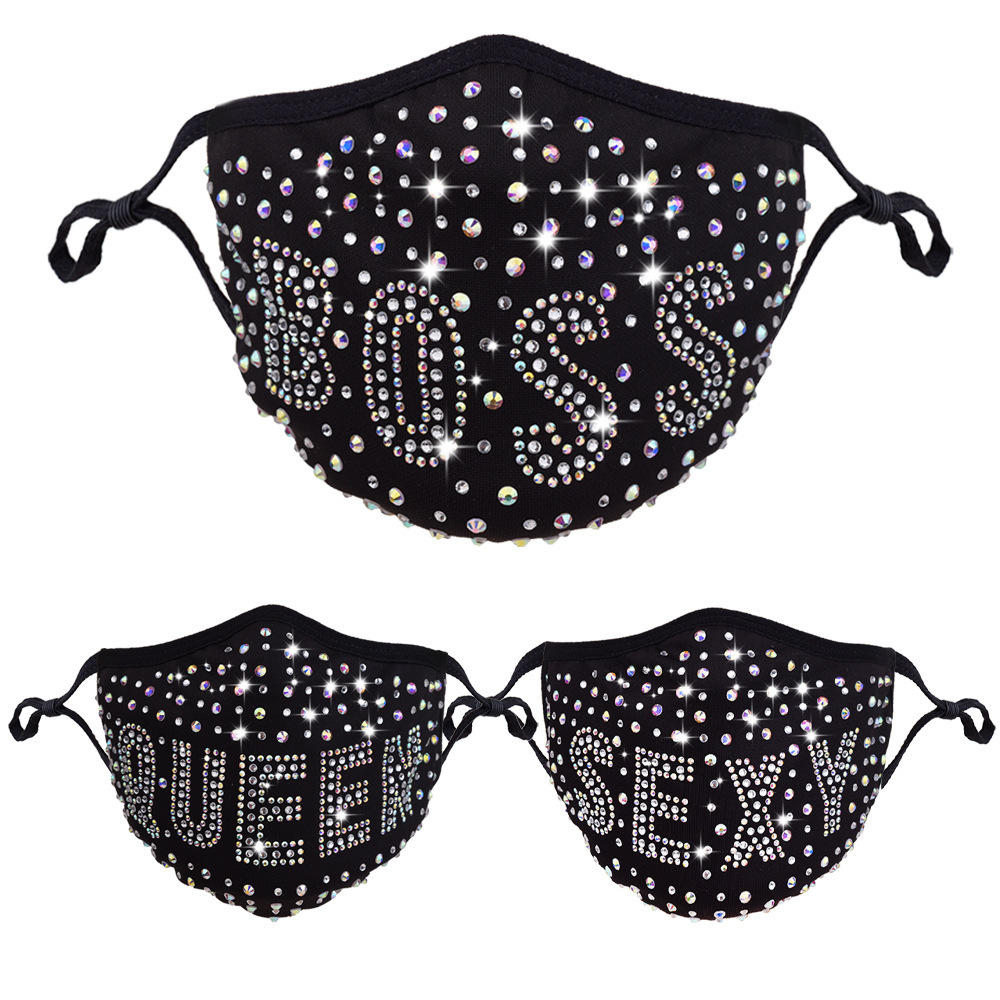 

DHL Letter Dustproof Face Mask Bling Bling Diamond Protective Mask PM2.5 Mouth Masks Washable Reusable Women Colorful Rhinestones Face Mask