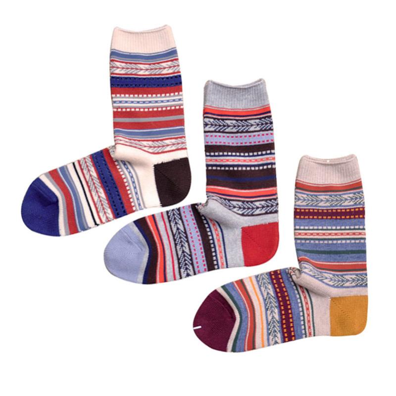 

5 Pairs Men Women Unisex Couples Socks Harajuku Vintage National Style Pattern Design Socks Autumn Winter Thicker Warm Sox Meias