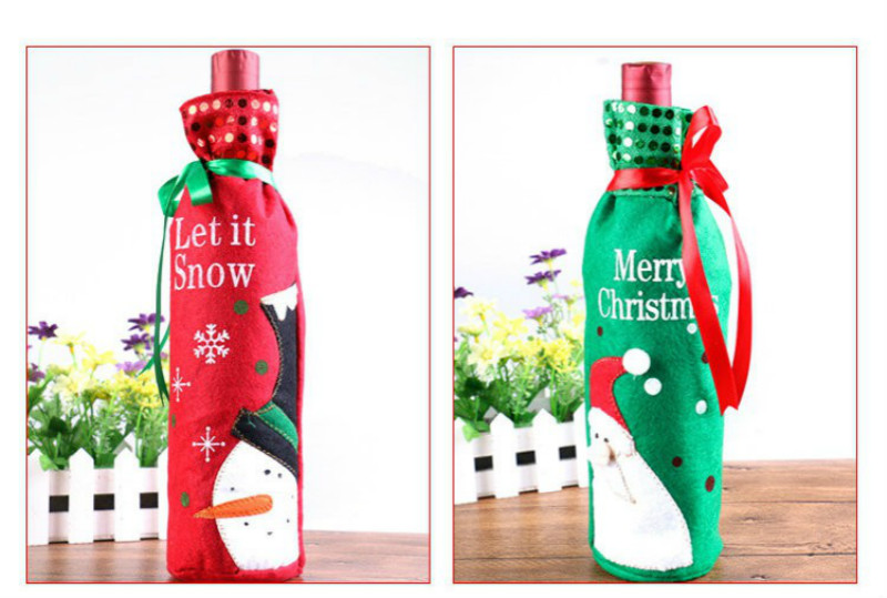 

2020 Santa Claus Snowman Bottle Sets Christmas Wine Bottle Covers Bags Dinner Table Decoration for Home Party Decor 5ZHH114
