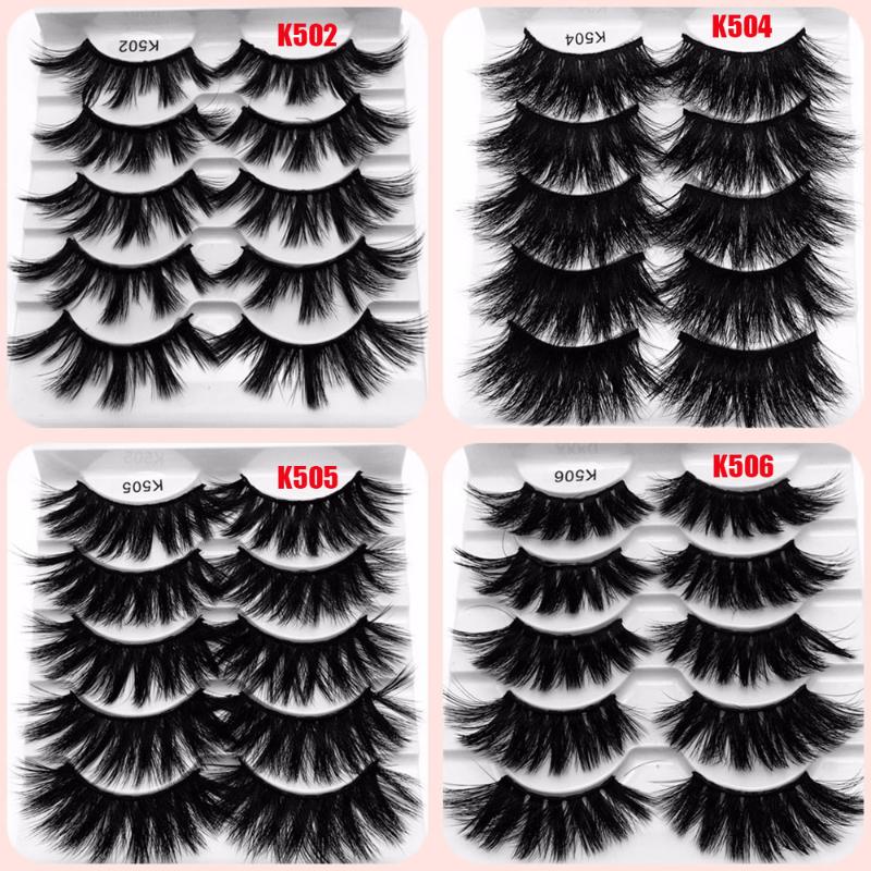 

5 Pairs 20 mm 5D Mink Hair False Eyelashes Full Volume t hick Eye Makeup Natural Long Wispies Flfuffy Multilayers Lashes
