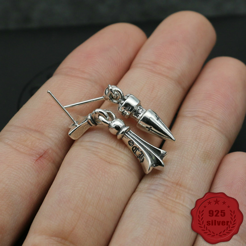 

S925 sterling silver earrings street personality jewelry cross flower punk couple hip-hop style fashion classic gift for lover