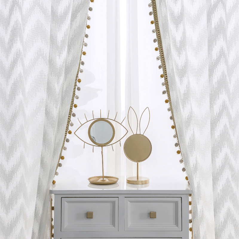 

Modern Wave Style Window Tulle Curtain Pure White Villa Decoration Light Transmission Curtains For Bedroom Living Room kitchen, As pic