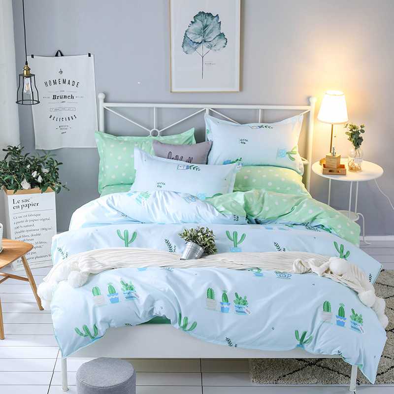 

Hot Design Bedding Set Plant cactus happy time Duvet Cover Flat Sheet Pillowcase Quilt Cover Bed Set Full Queen King, Buy 2pcs pillowcase