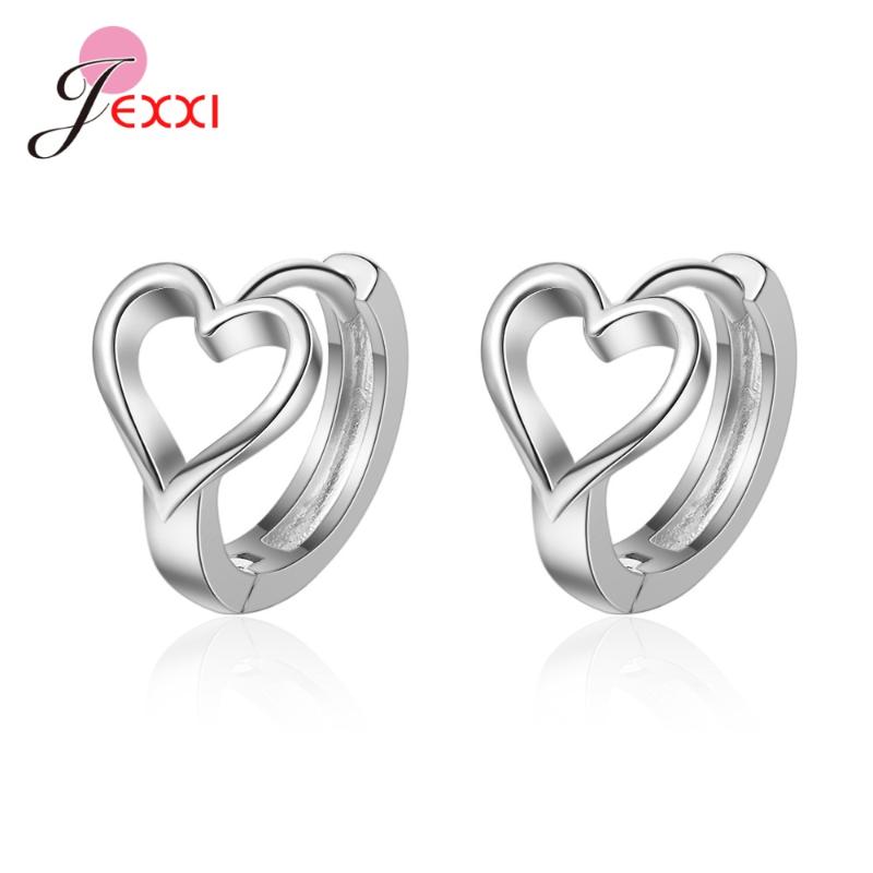 

New Statement 925 Sterling Silver Cute Simple Hoop Earrings Women Jewelry Heart Shape Temperament Jewely