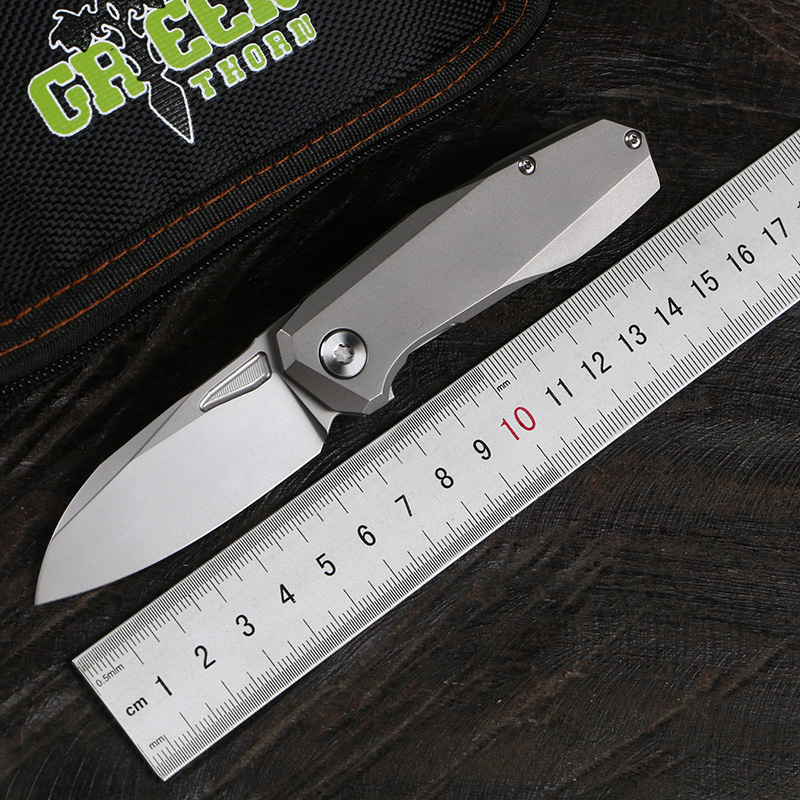 

Green thorn Mouse3 turning knife D2 blade Titanium alloy handle Camping outdoor fruit knife practical folding knife EDC tool