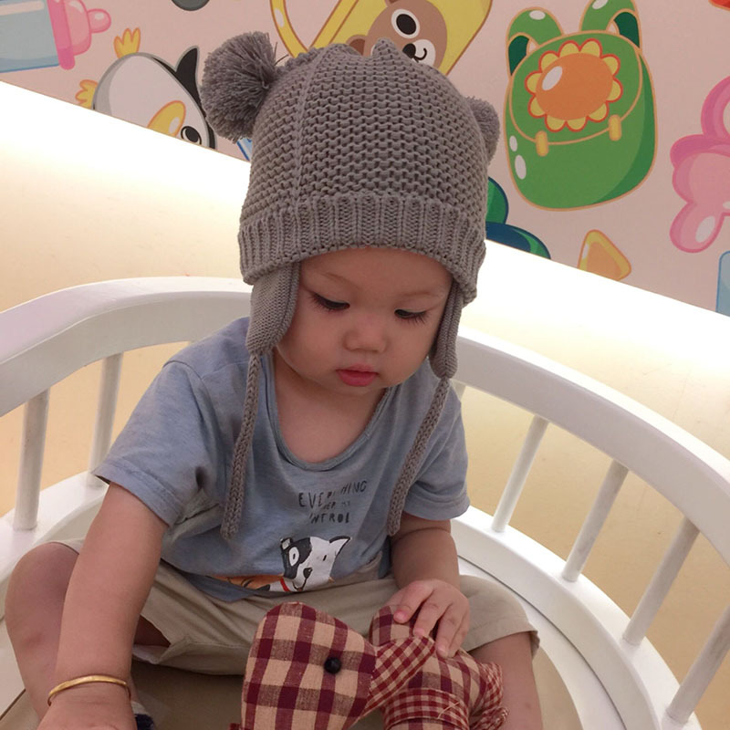 

0-3 Years Boys Girls Hats Kids Winter Hats Bonnet Enfant Hat for Children Baby Muts Newborn Hat Kids Winter Hats, White