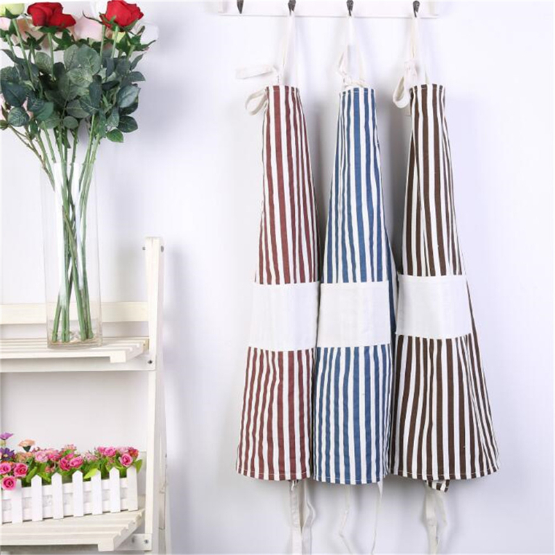 

Fashion Stripes Aprons Adjustable Cotton Linen High-grade Kitchen Apron For Cooking Baking Restaurant Pinafore Easy To Take Off