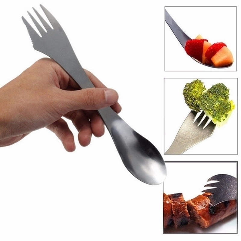 

Stainless Steel Fork Spoon Spork 3 in 1 Tableware Camping Hiking Multifunction Portable Cutlery Picnic Stainless Steel Tableware Tenedor
