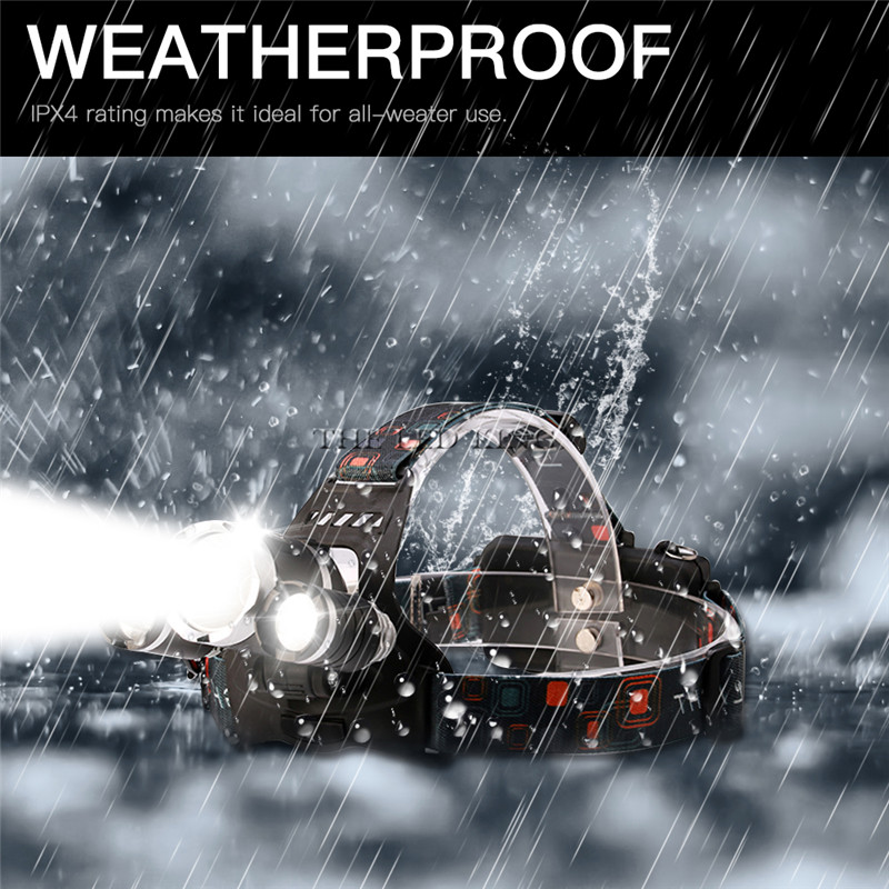 

8000lumens T6+2*R2 LED Headlamp 4-Mode Power Bank Headlight Hunting Camping 18650 Battery Torch