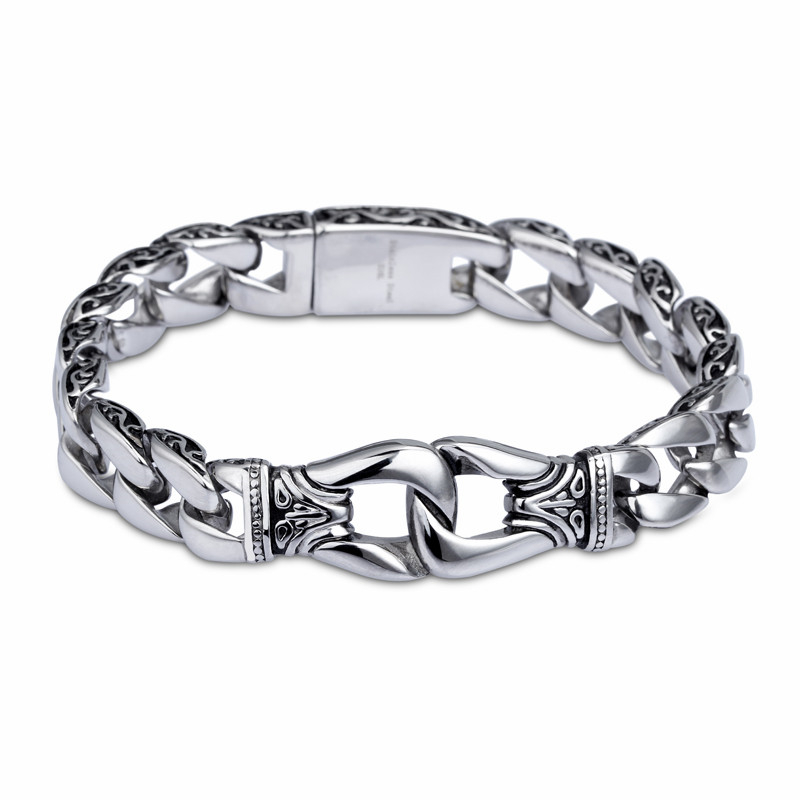 

316 Stainless Steel Handcuff Bracelets For Men 22cm High Quality Punk Link Chain Wrist Bangles Homme Jewelry