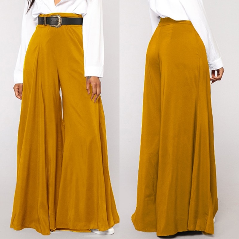 

Women' Autumn Trousers ZANZEA Stylish Wide Leg Pants Casual Autumn High Waist Pantalon Palazzo Female Zipper Turnip Plus Size, Black