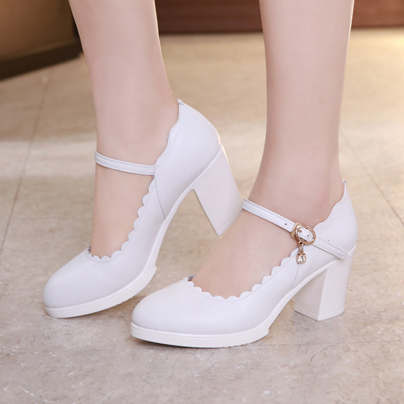 

2020 white with thick dance shoes cheongsam show catwalk shoes mother large size 40-43 yards single women, White 11cm